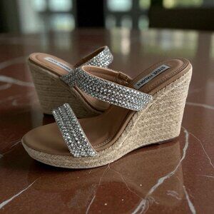 STEVE MADDEN Upton Jeweled Rhinestone Espadrilles Sandals Size 8